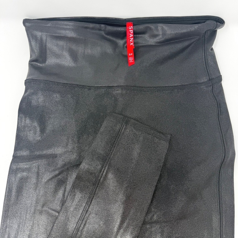 Spanx Faux Leather Leggings Very‎ Black High Waisted Compression Women's S/P